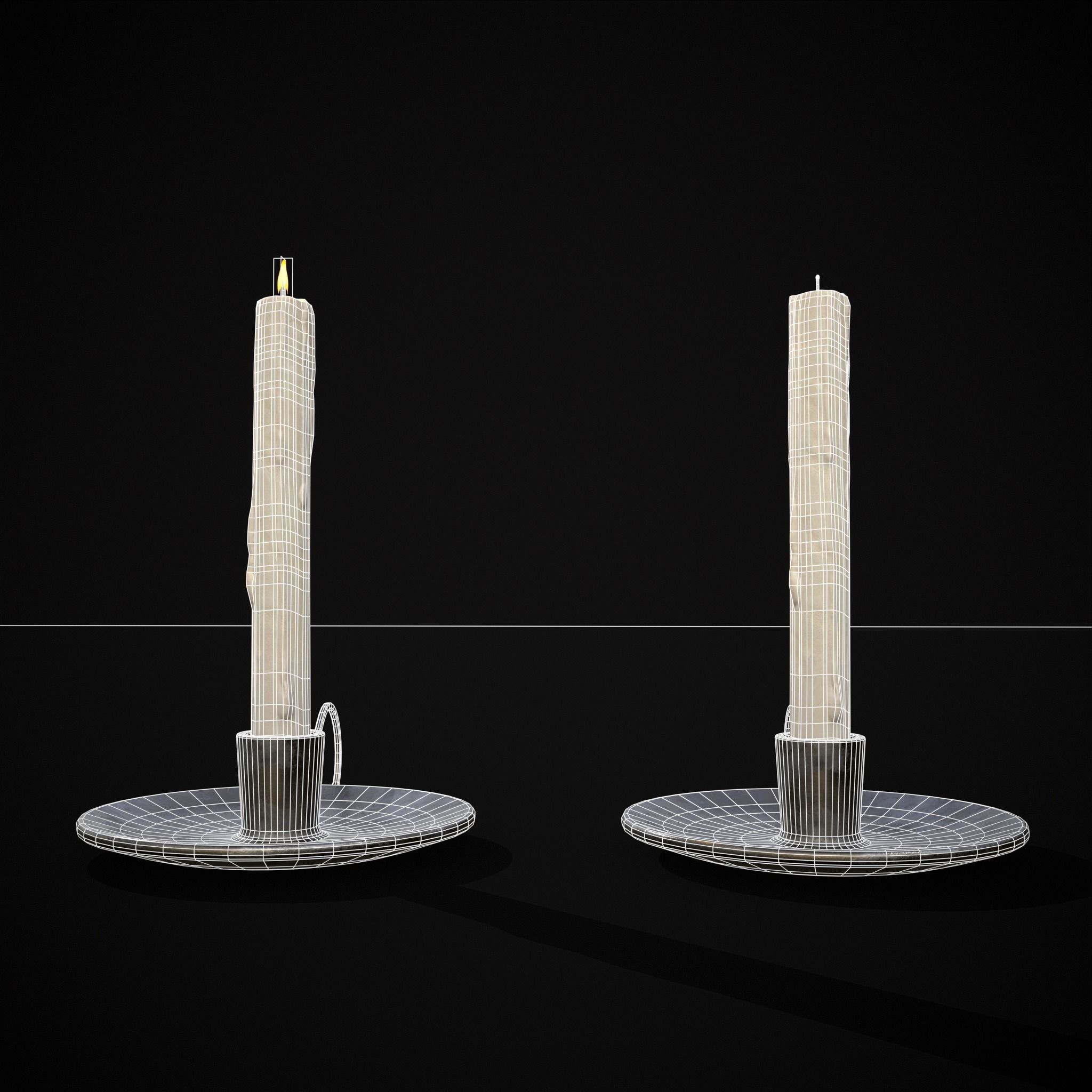 Tall Iron Chamberstick Low-poly 3D model_12