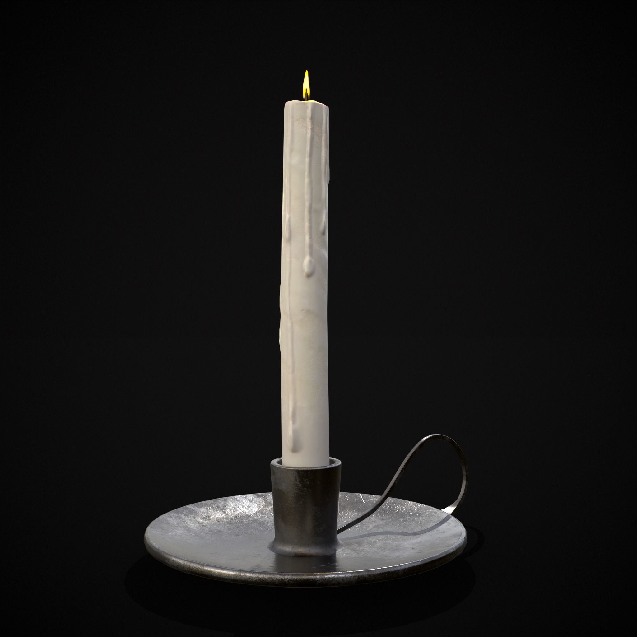 Tall Iron Chamberstick Low-poly 3D model_19