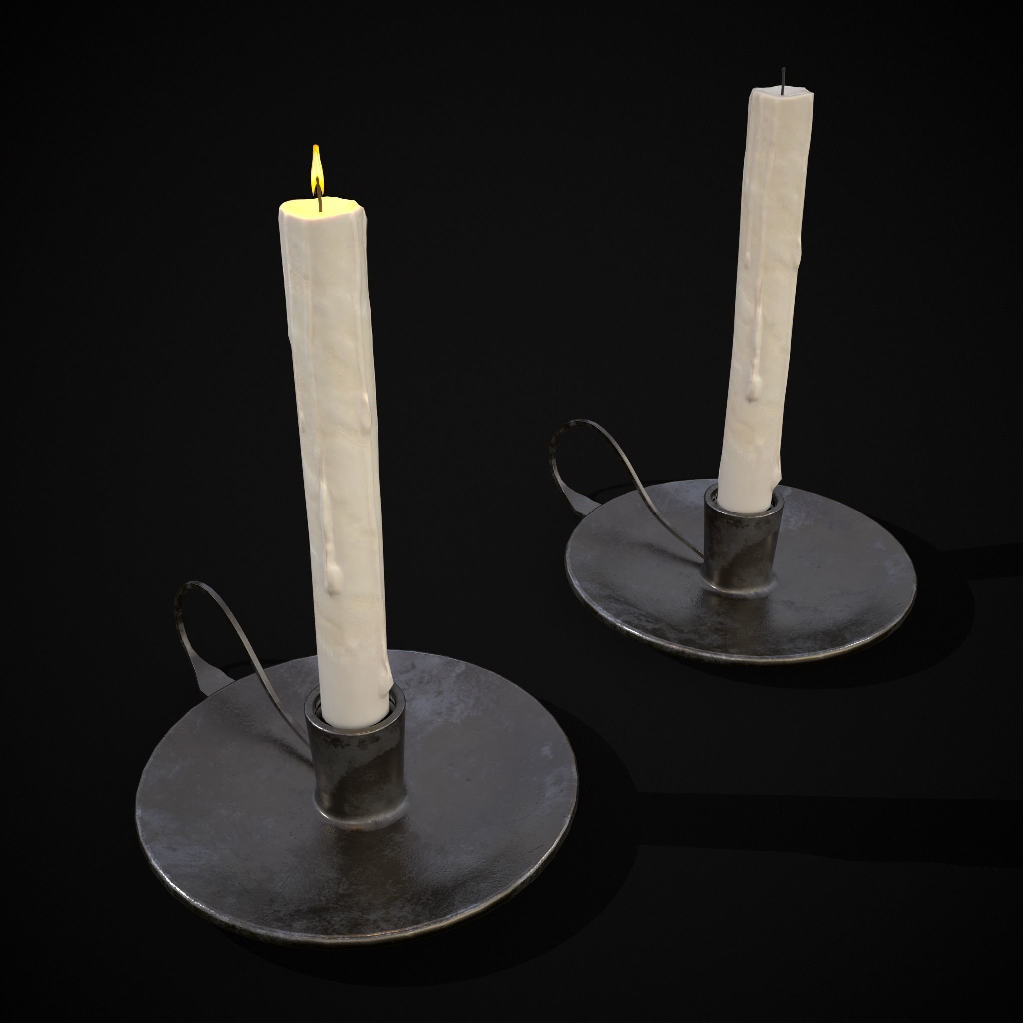 Tall Iron Chamberstick Low-poly 3D model_29