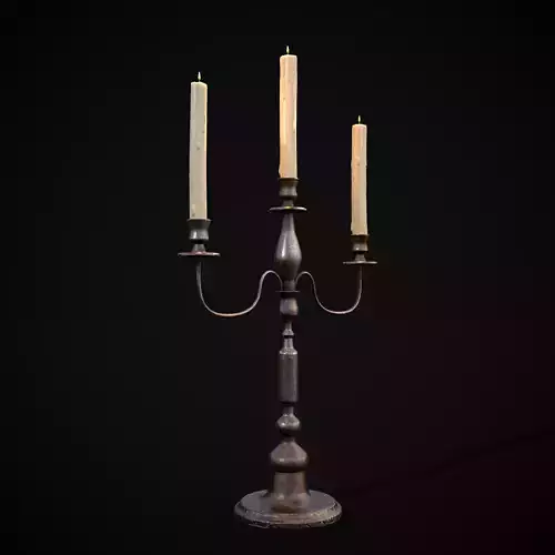 Three Point Candelabra Low-poly 3D model