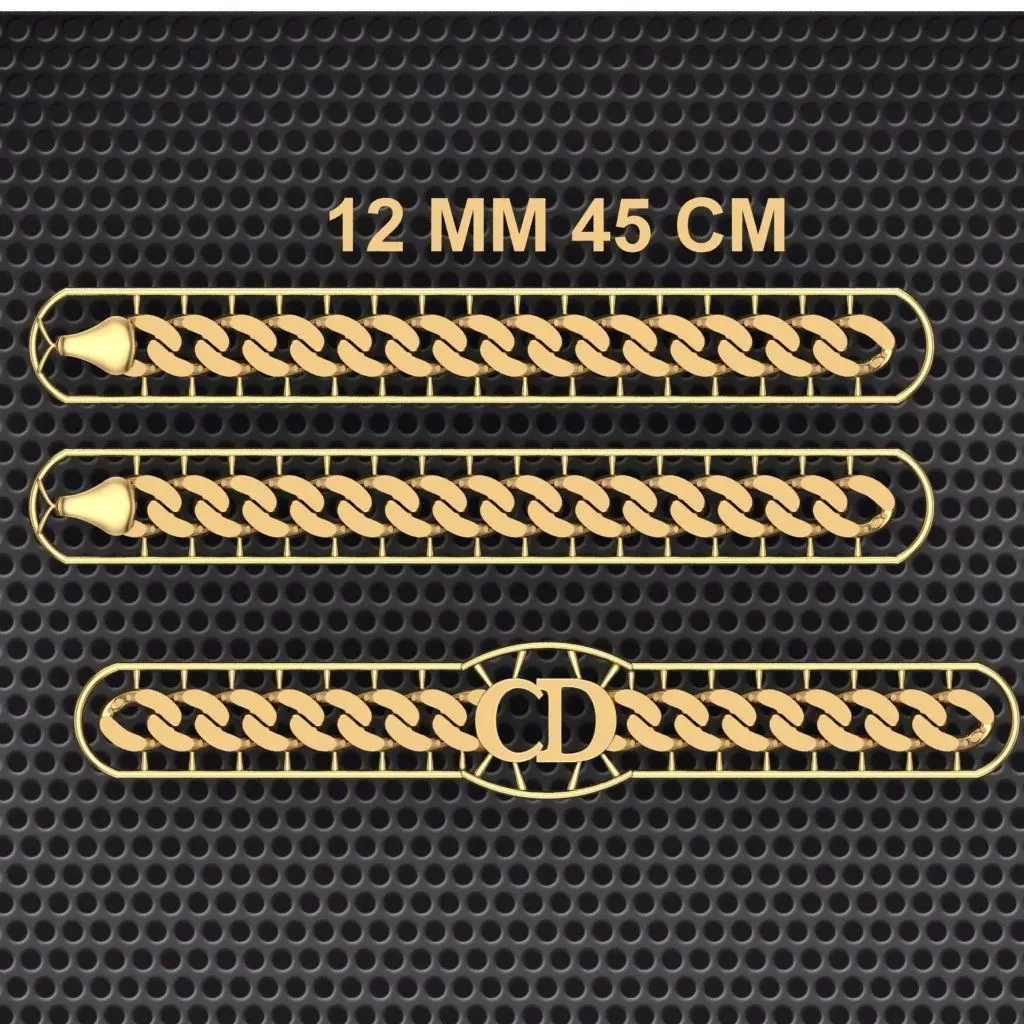 12 MM 45 CM CUBAN LINK CHAIN FOR BRACELET OR NECKLACE 3D print model_0