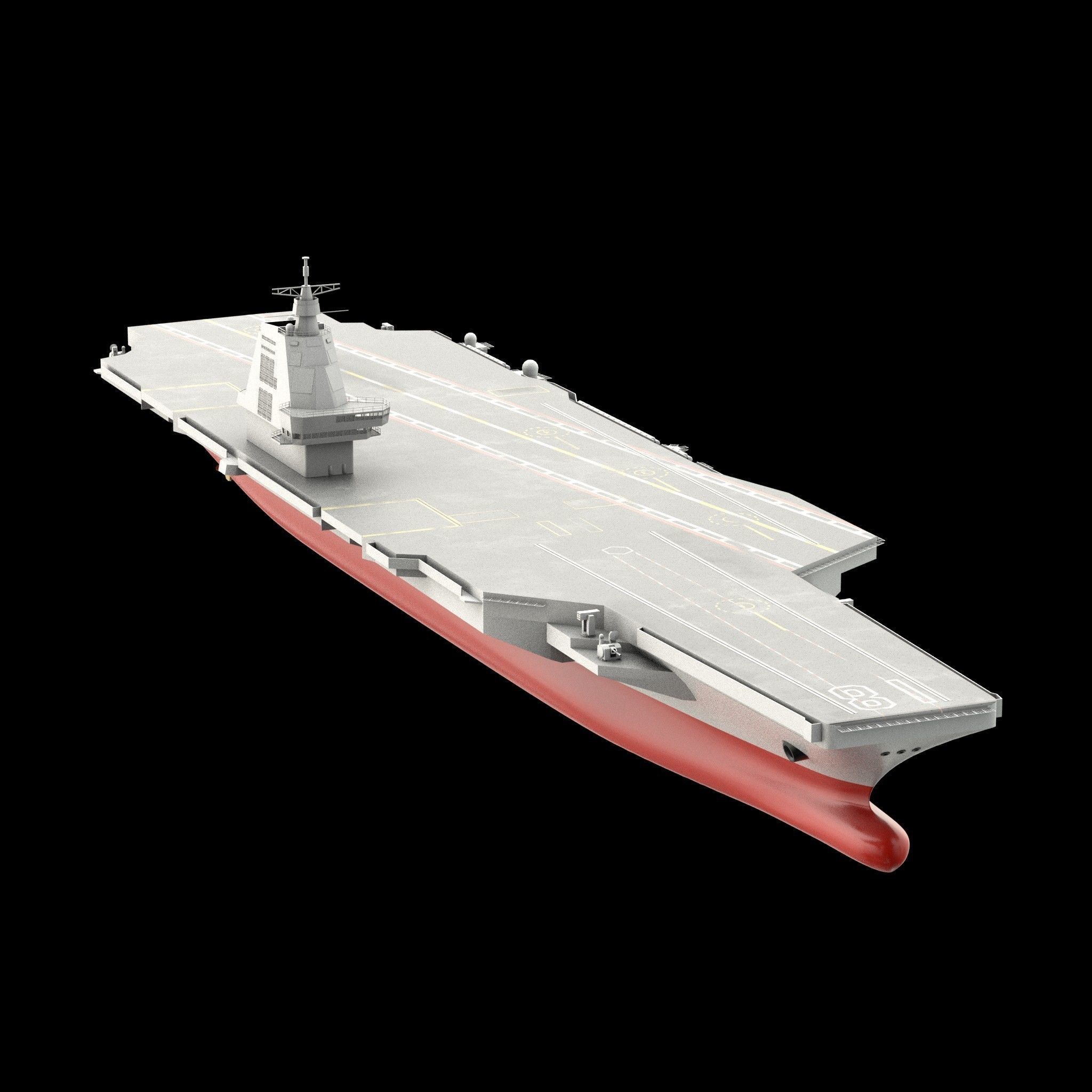 Type 003 Fujian Aircraft Carrier Low-poly 3D model_3
