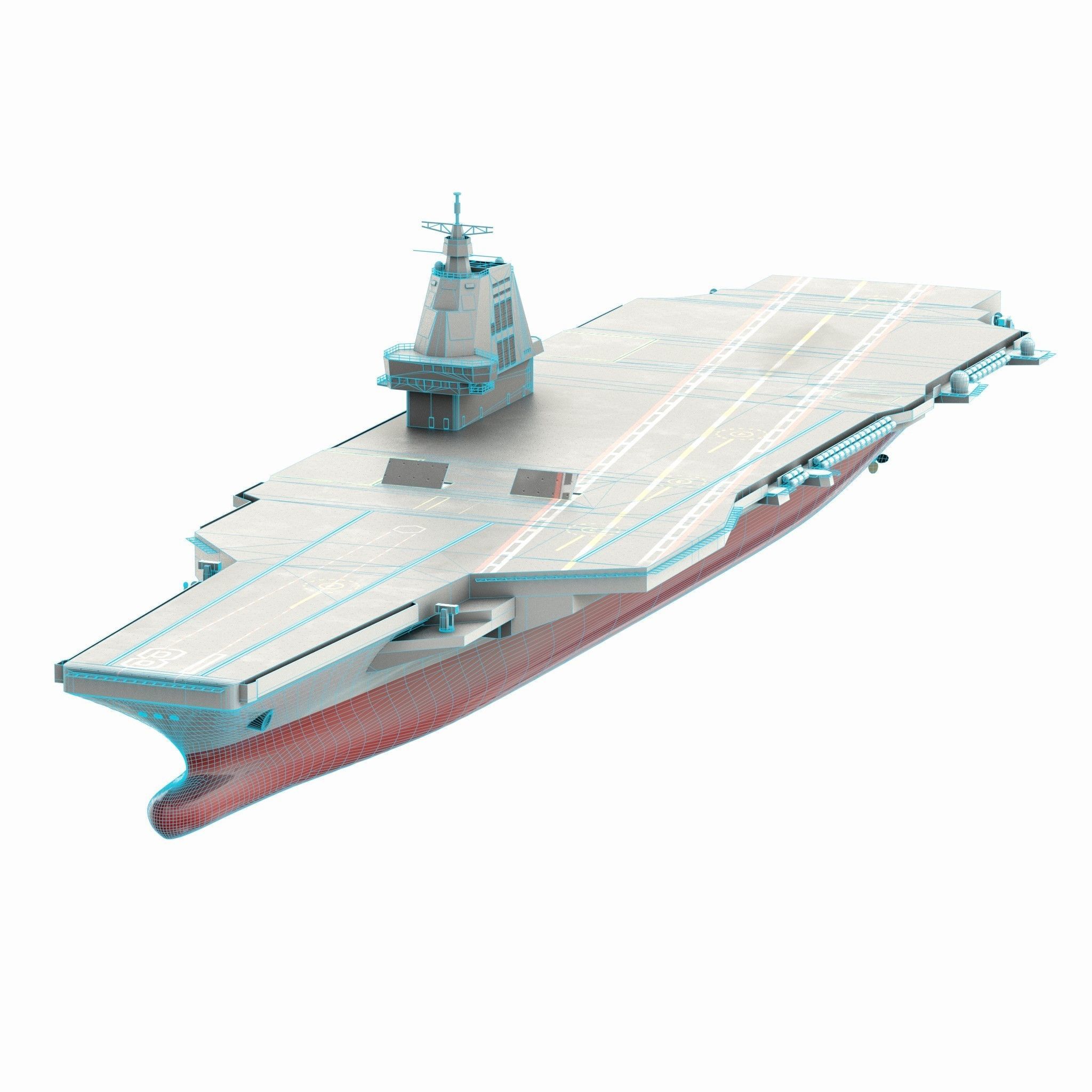 Type 003 Fujian Aircraft Carrier Low-poly 3D model_1
