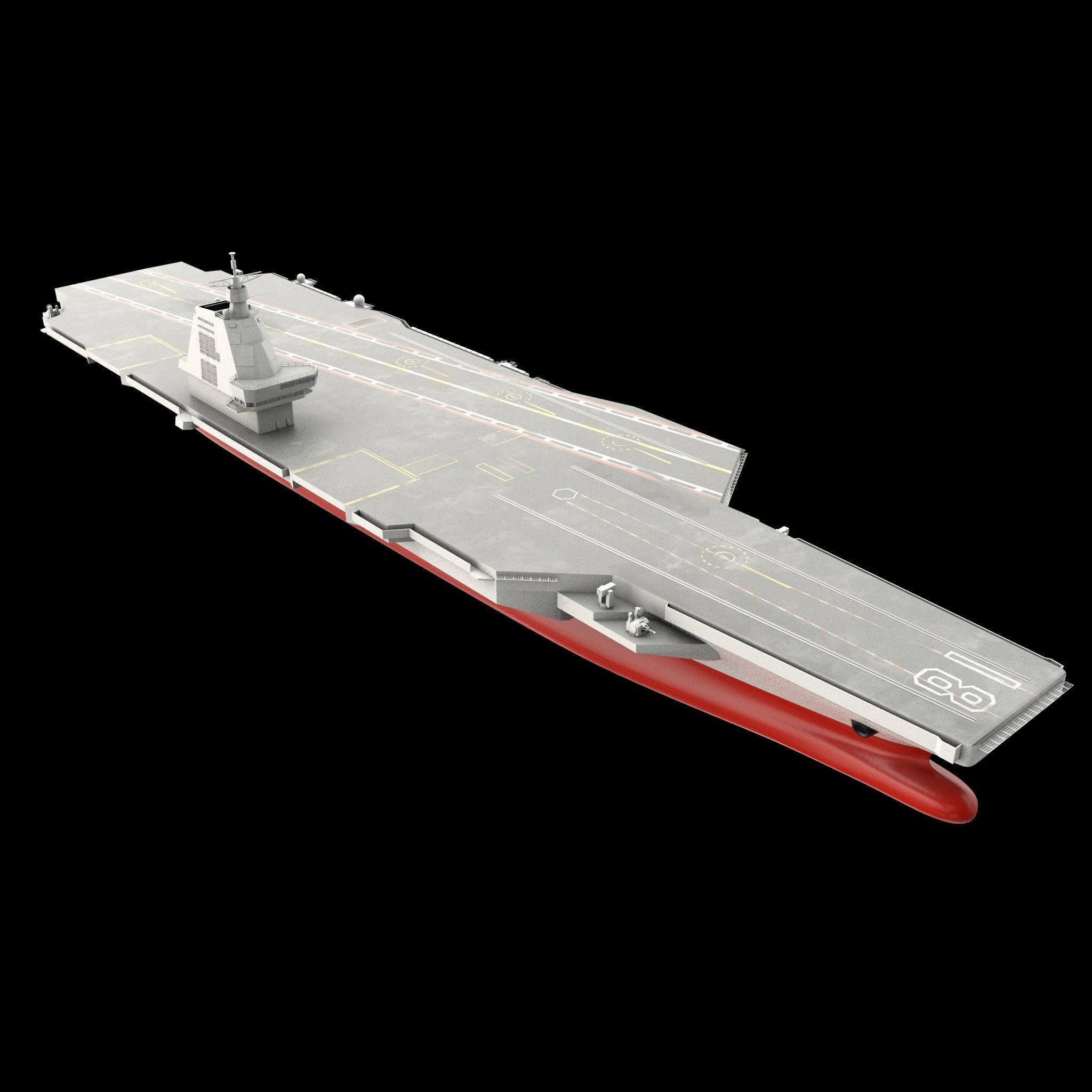 Type 003 Fujian Aircraft Carrier Low-poly 3D model_6