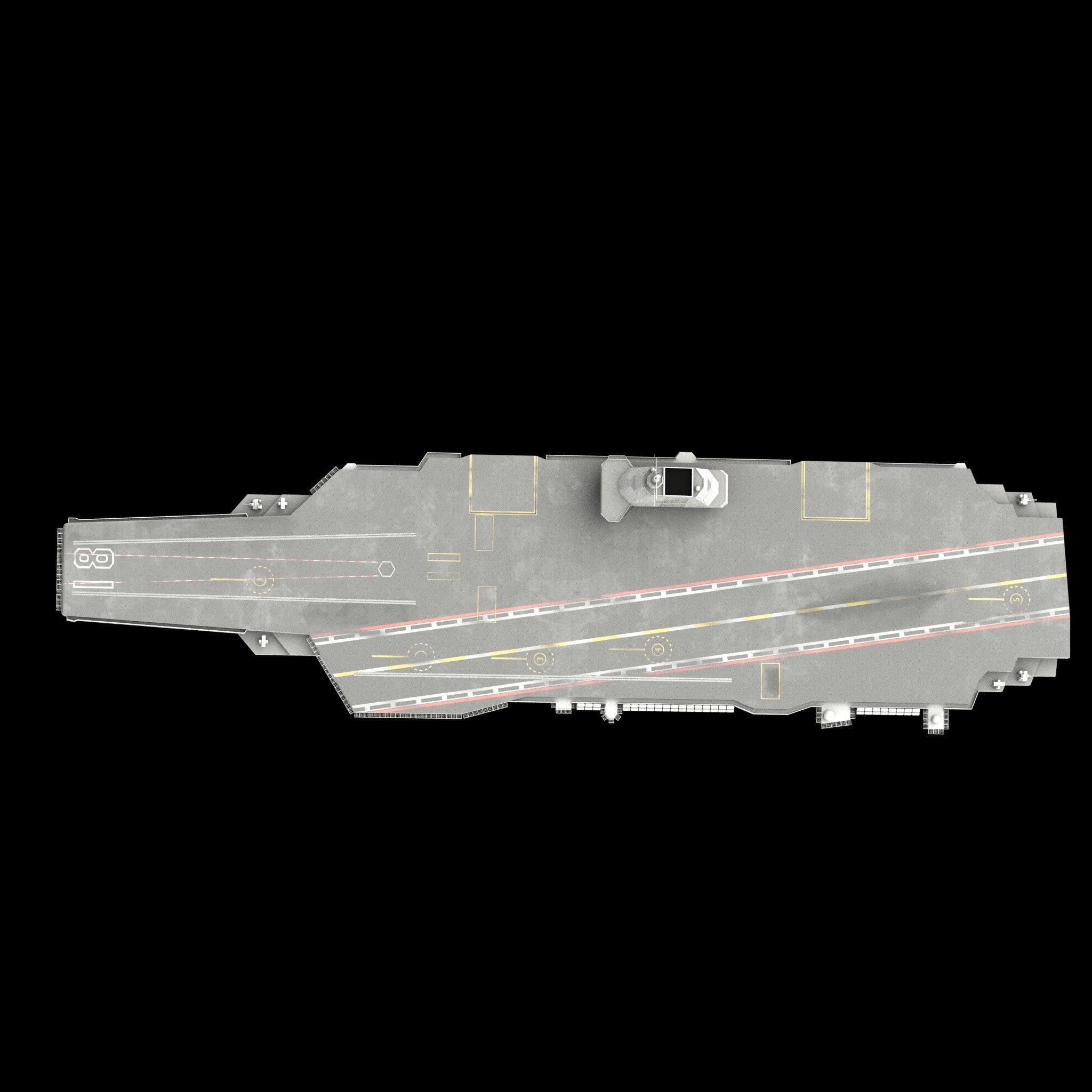 Type 003 Fujian Aircraft Carrier Low-poly 3D model_5