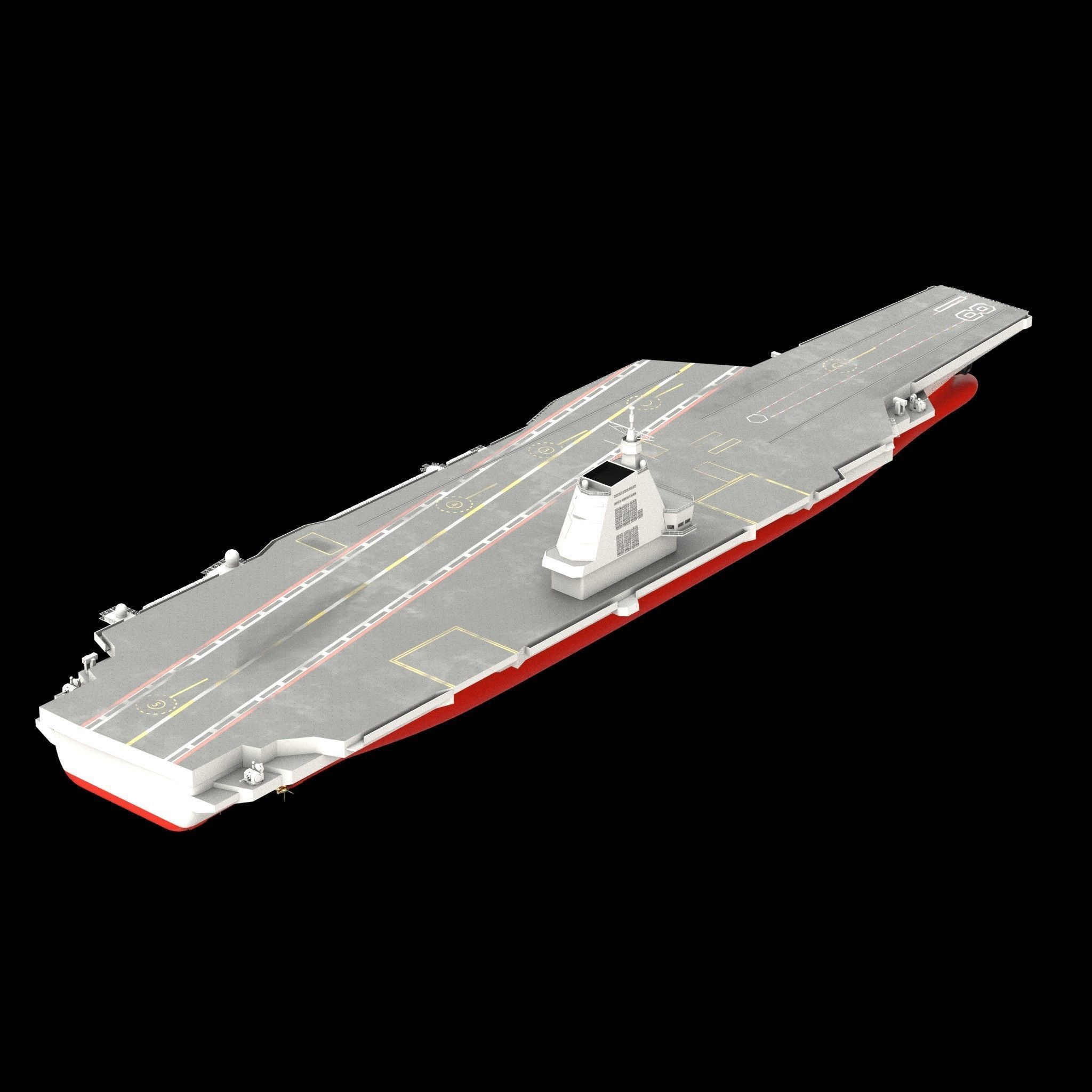 Type 003 Fujian Aircraft Carrier Low-poly 3D model_4