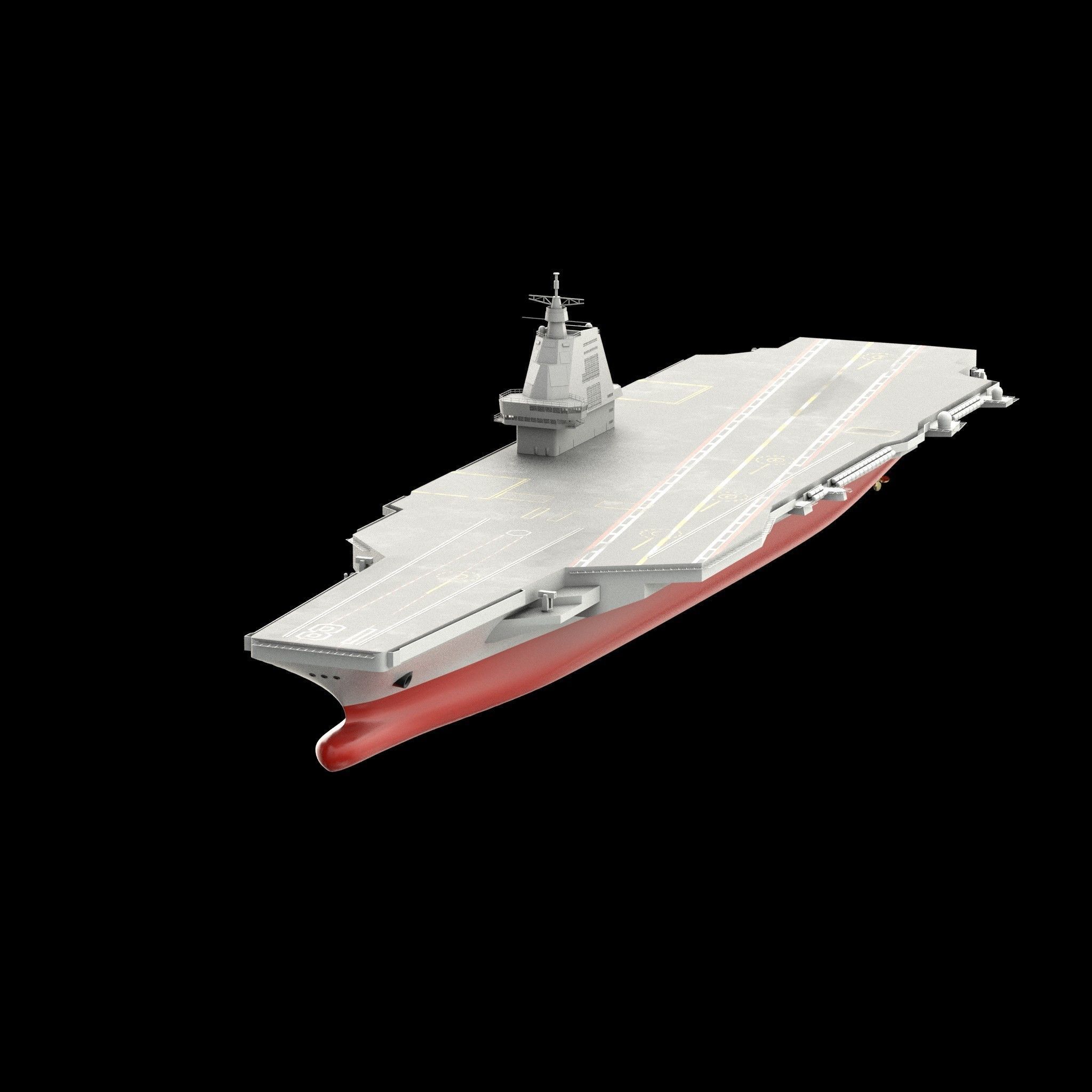 Type 003 Fujian Aircraft Carrier Low-poly 3D model_2