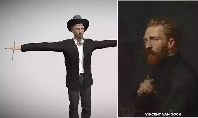 Vincent Van Gogh Rigged Low-poly 3D model