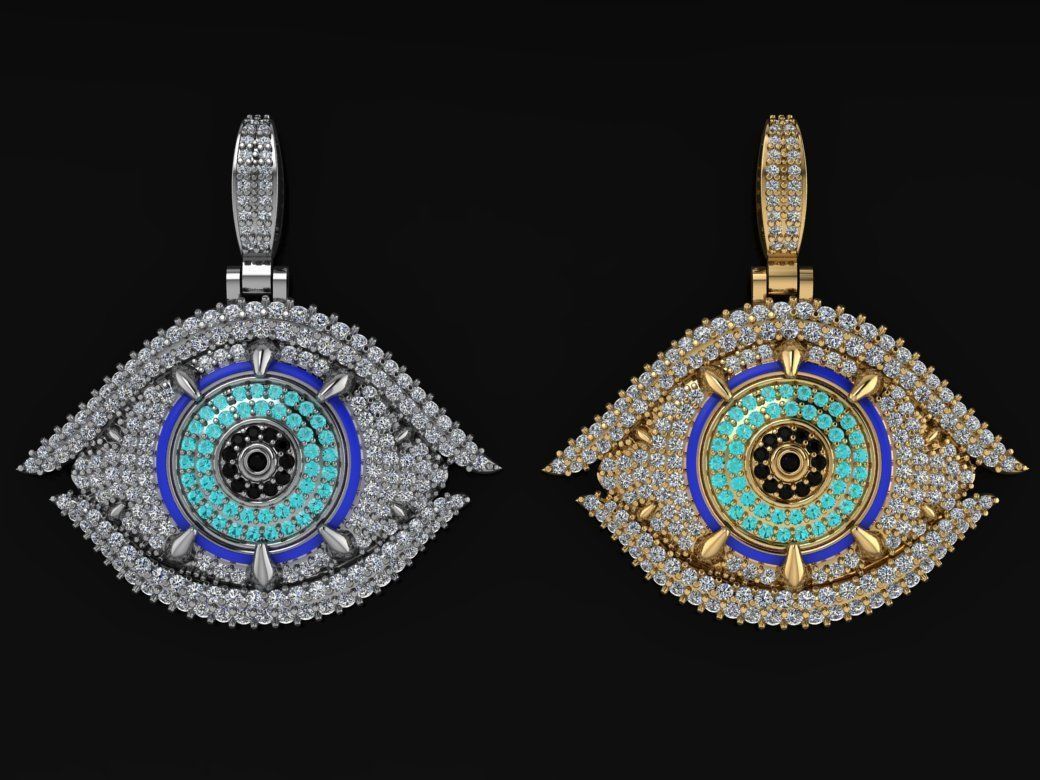 evil eye pendant 3D print model_8