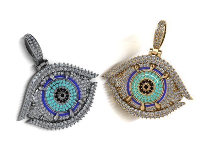 evil eye pendant 3D print model_4