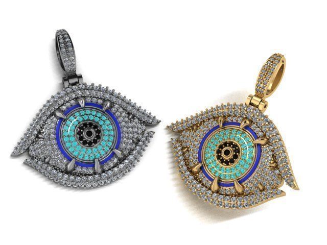 evil eye pendant 3D print model_2