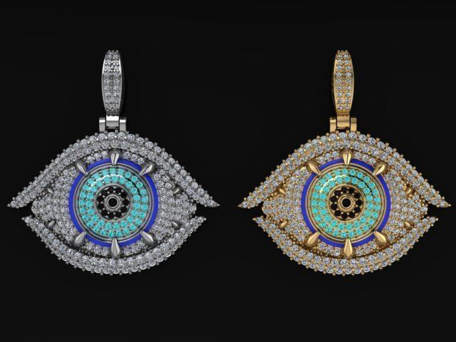 evil eye pendant 3D print model_7