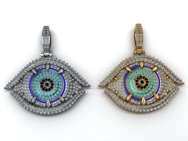 evil eye pendant 3D print model_9