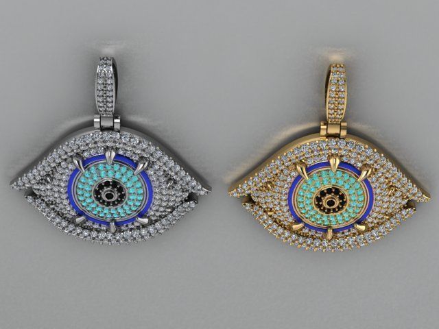 evil eye pendant 3D print model_5