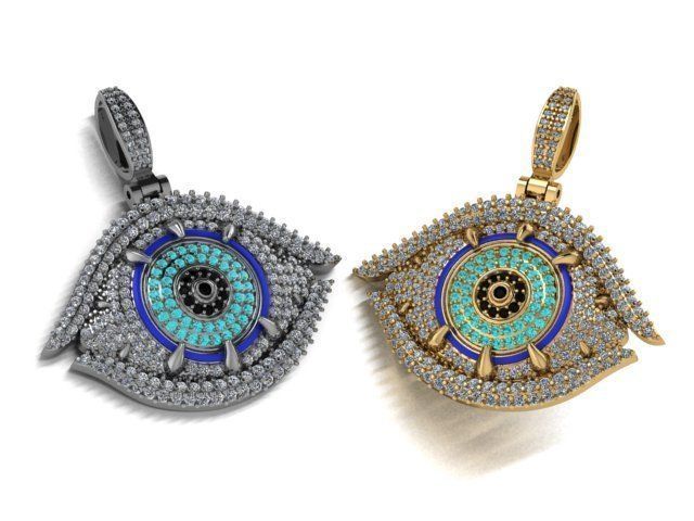 evil eye pendant 3D print model_3