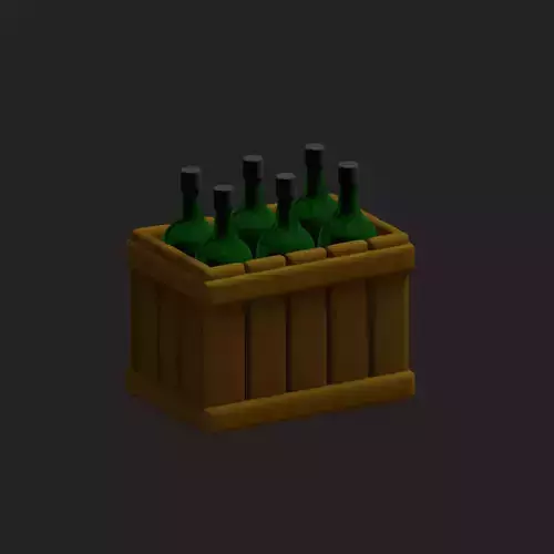 Green bottle with wooden box