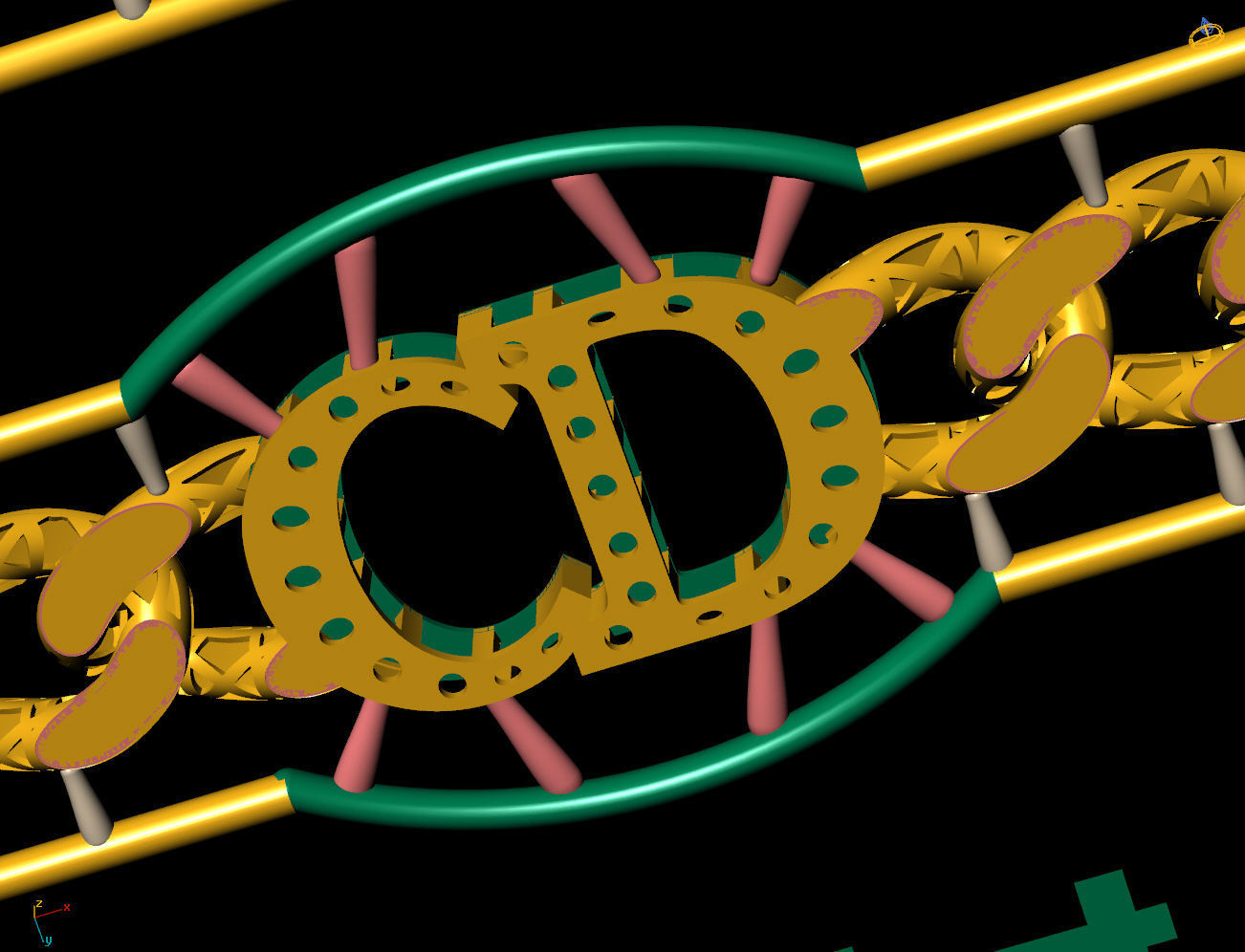 10 MM 41 CM CUBAN LINK CHAIN FOR BRACELET OR NECKLACE 3D print model_4