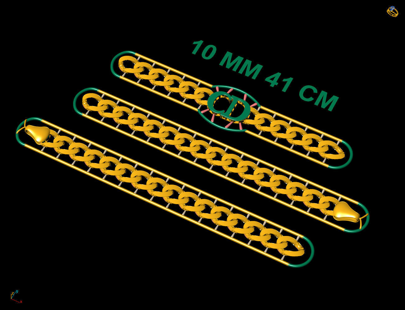 10 MM 41 CM CUBAN LINK CHAIN FOR BRACELET OR NECKLACE 3D print model_2