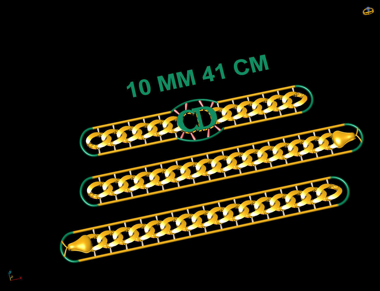 10 MM 41 CM CUBAN LINK CHAIN FOR BRACELET OR NECKLACE 3D print model_3