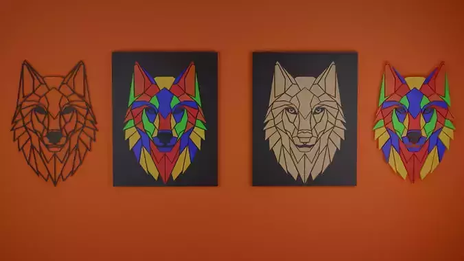 GEOMETRIC WALL ART -  WOLF 3D ART  