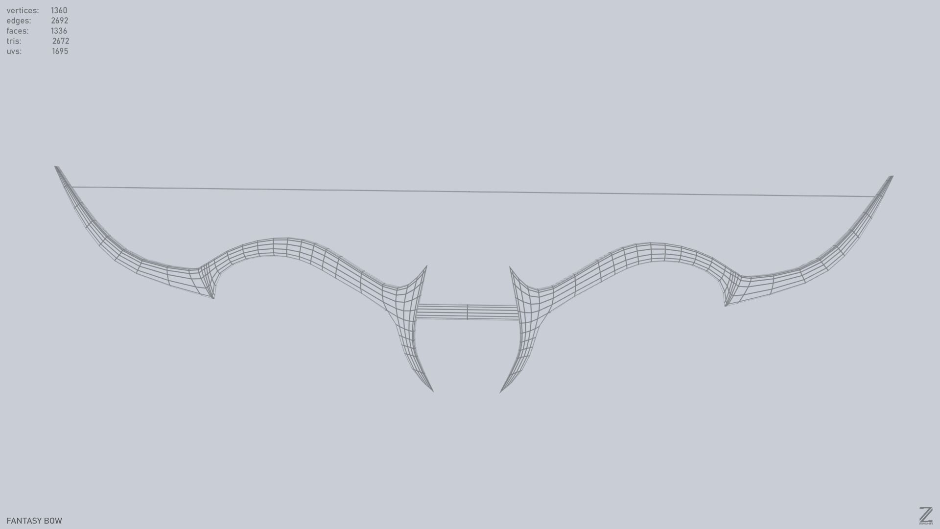 Fantasy bow Low-poly 3D model_10