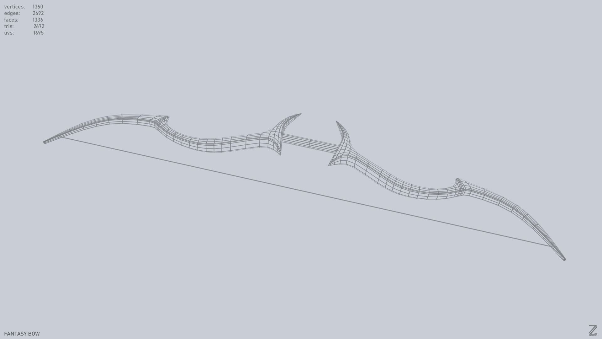 Fantasy bow Low-poly 3D model_14