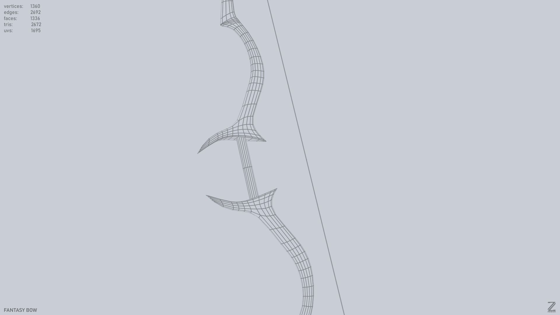 Fantasy bow Low-poly 3D model_11