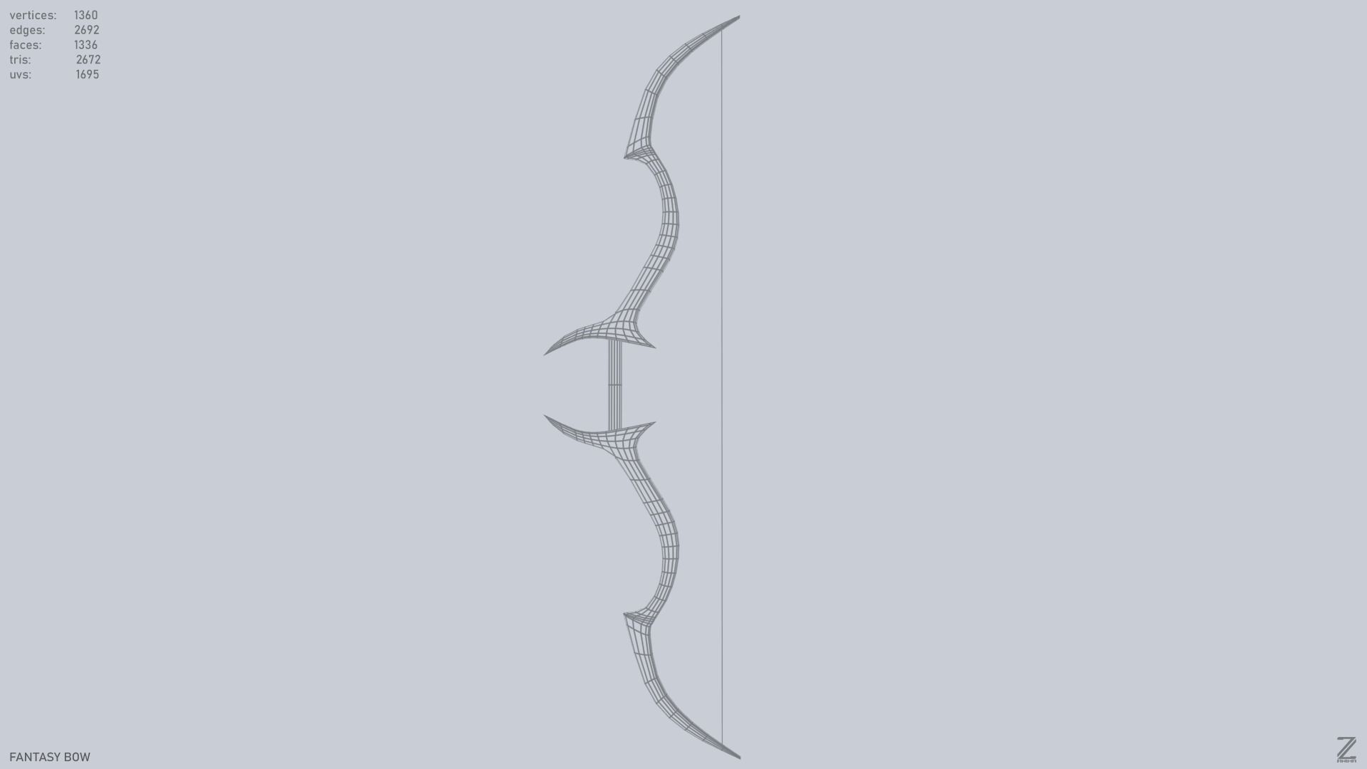 Fantasy bow Low-poly 3D model_3