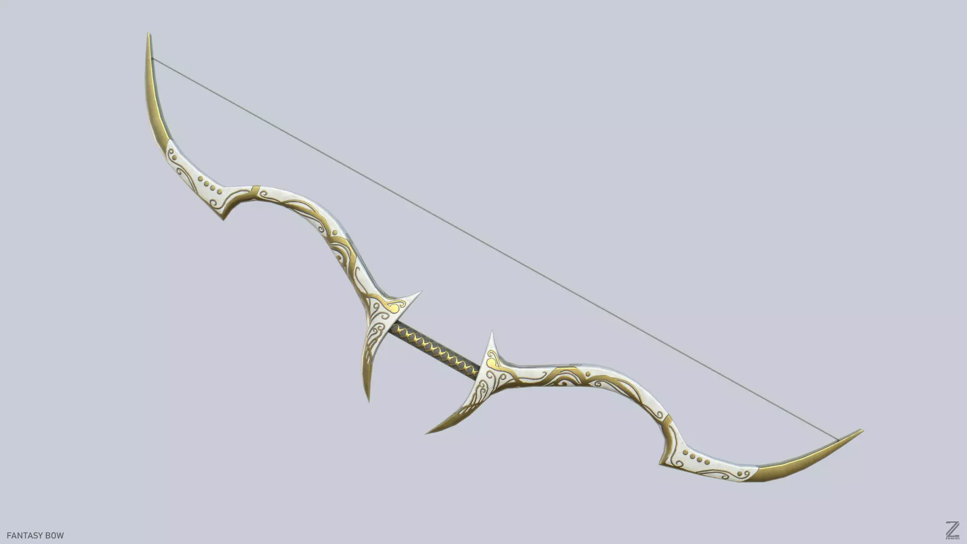 Fantasy bow Low-poly 3D model_0