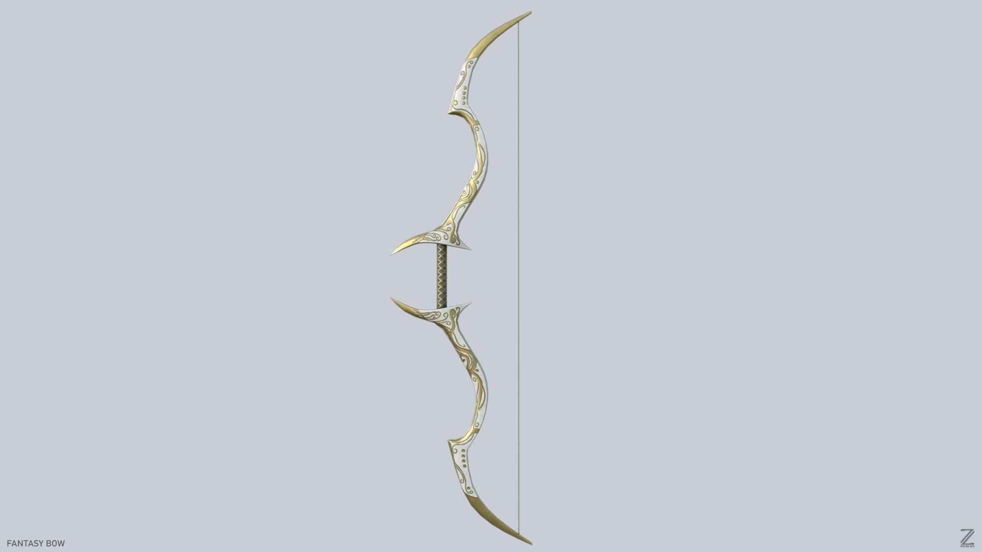 Fantasy bow Low-poly 3D model_7