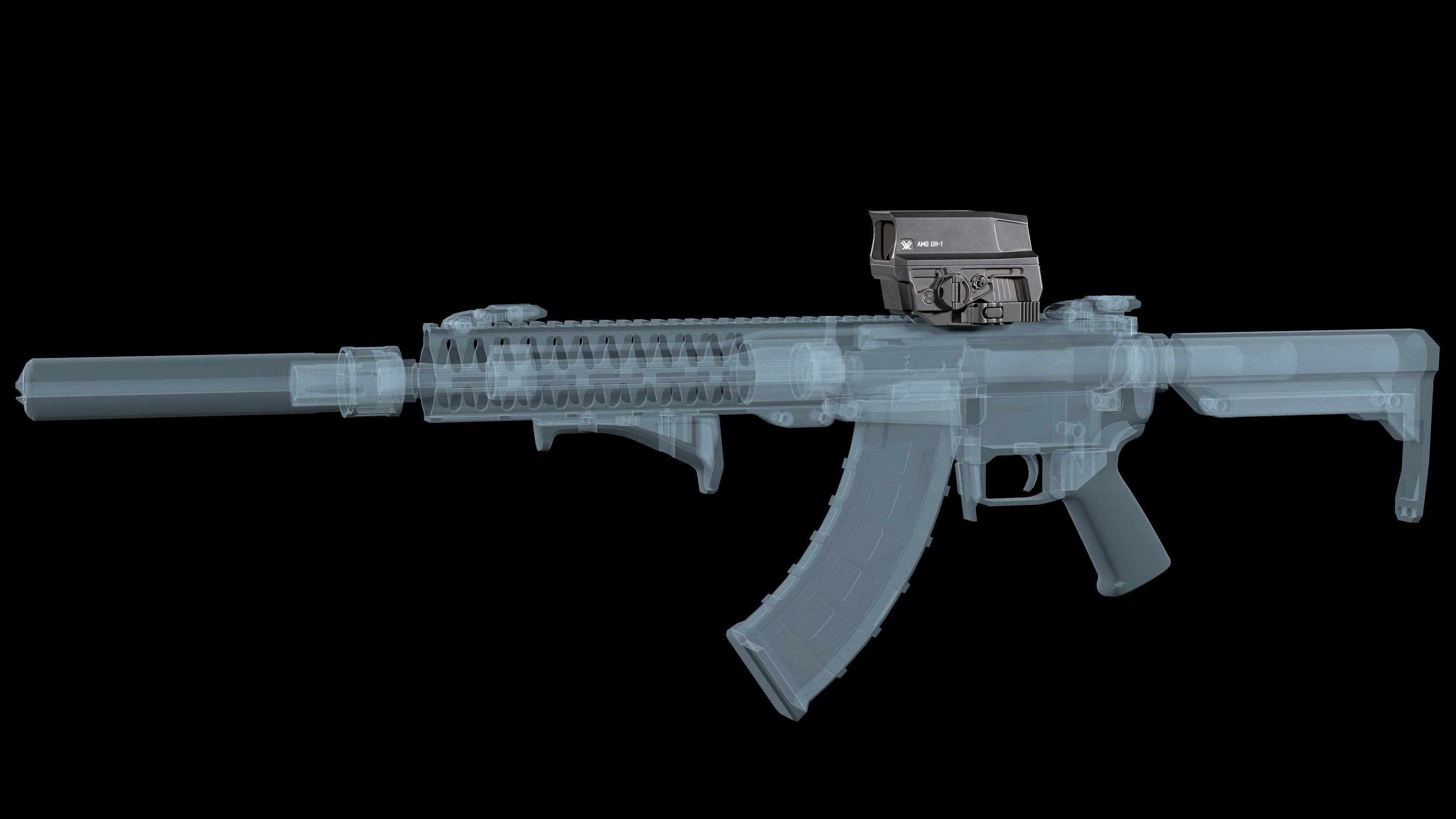 Vortex Razor AMG UH-1 GEN 2 red dot holographic sight Low-poly 3D model_4