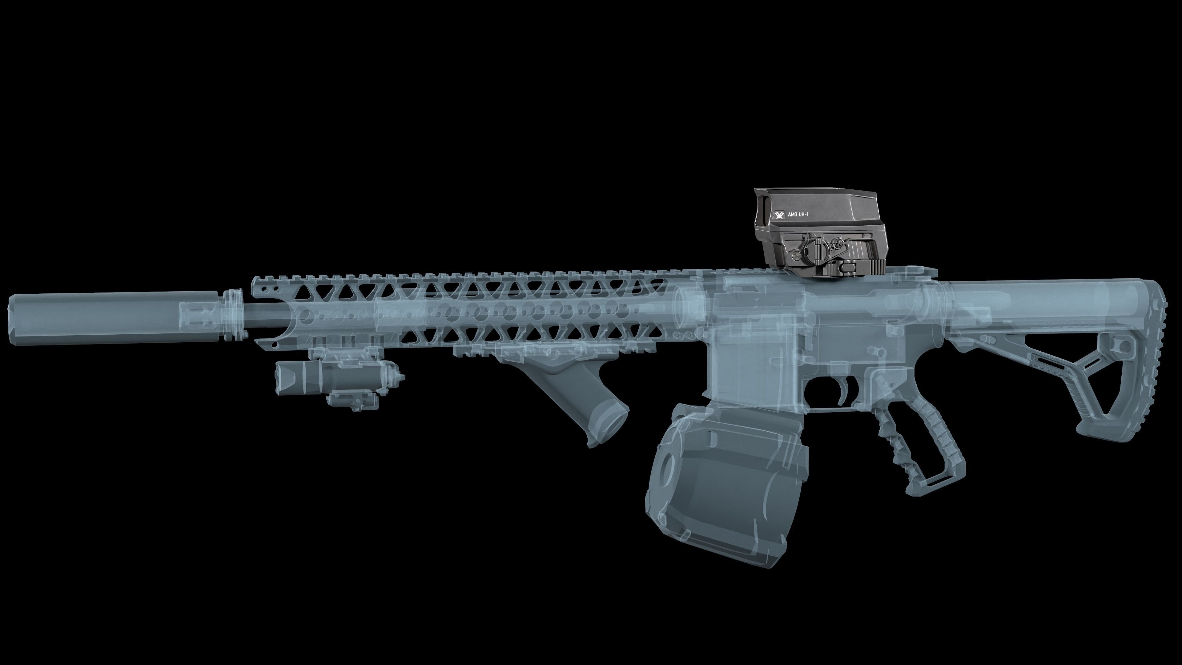 Vortex Razor AMG UH-1 GEN 2 red dot holographic sight Low-poly 3D model_3