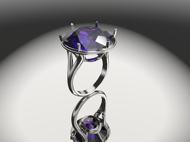 Unique Solitaire Fashion Ring  Big Round Gem 18mm   3D print model