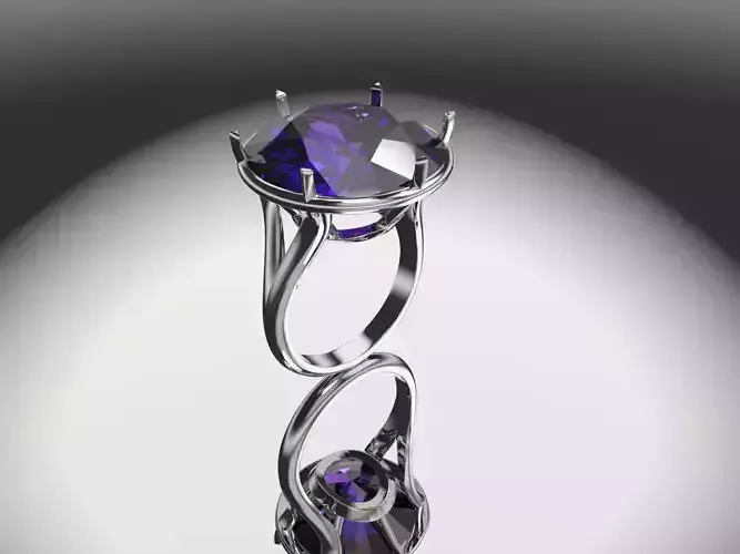 Unique Solitaire Fashion Ring  Big Round Gem 18mm  