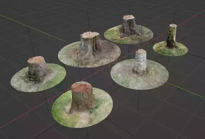 Tree Stumps 6 Photoscanned Low-Poly Low-poly 3D model