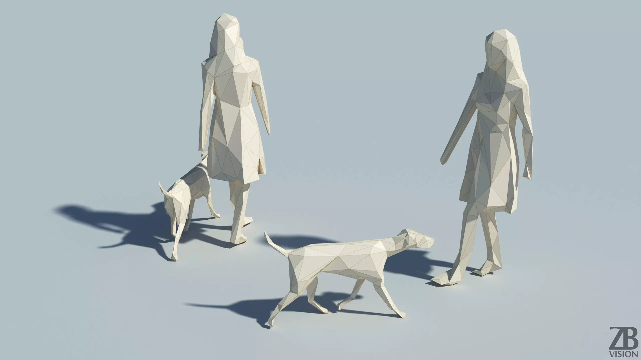 Lowpoly Woman 001 3D model_0