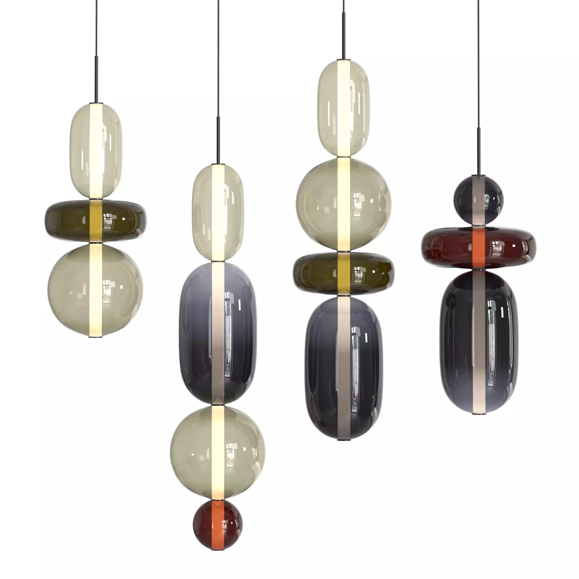 Pebbles Pendant Lamp Low-poly 3D model