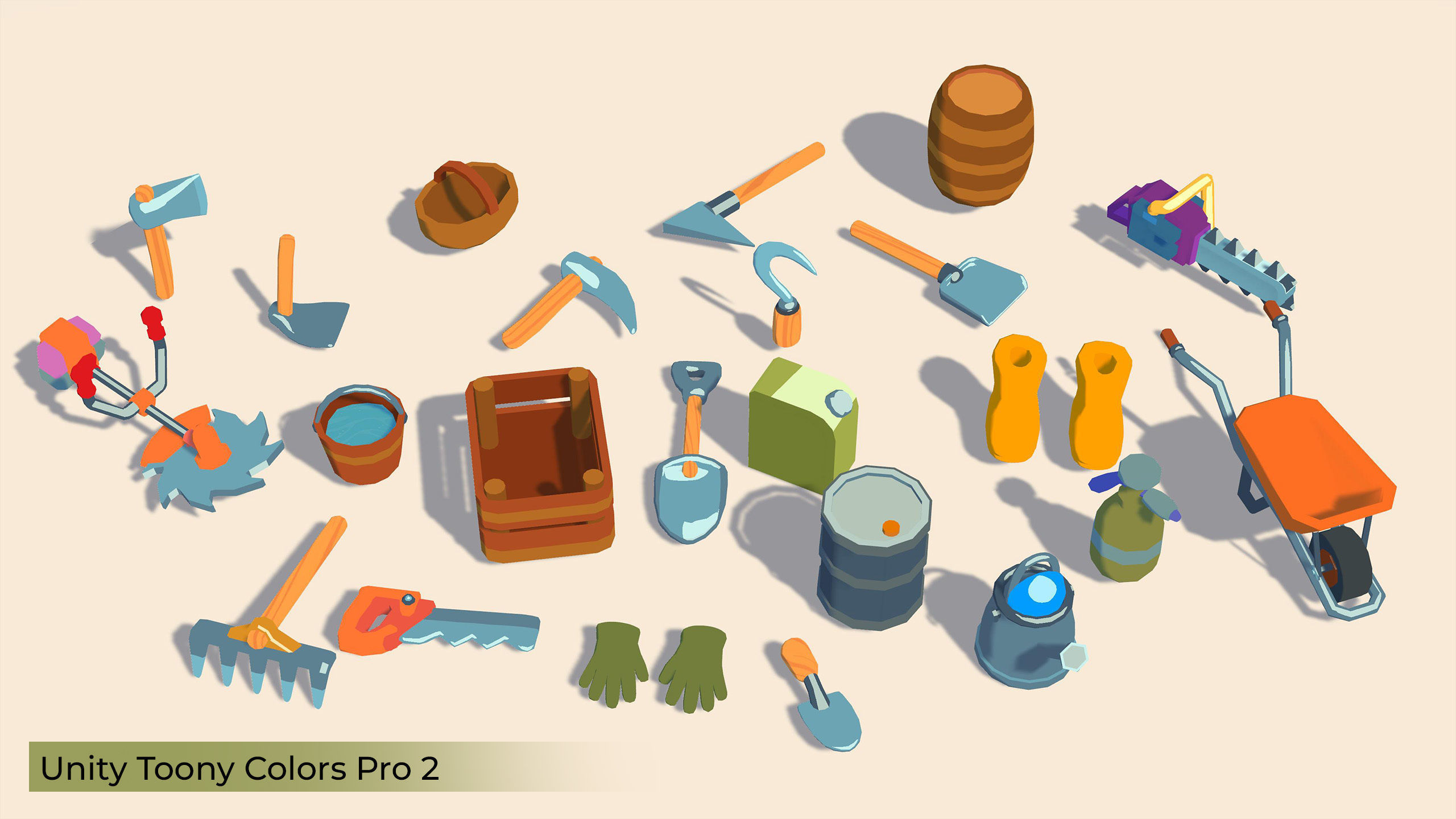 Low-poly Cartoon Farm tools Pack Low-poly 3D model_1
