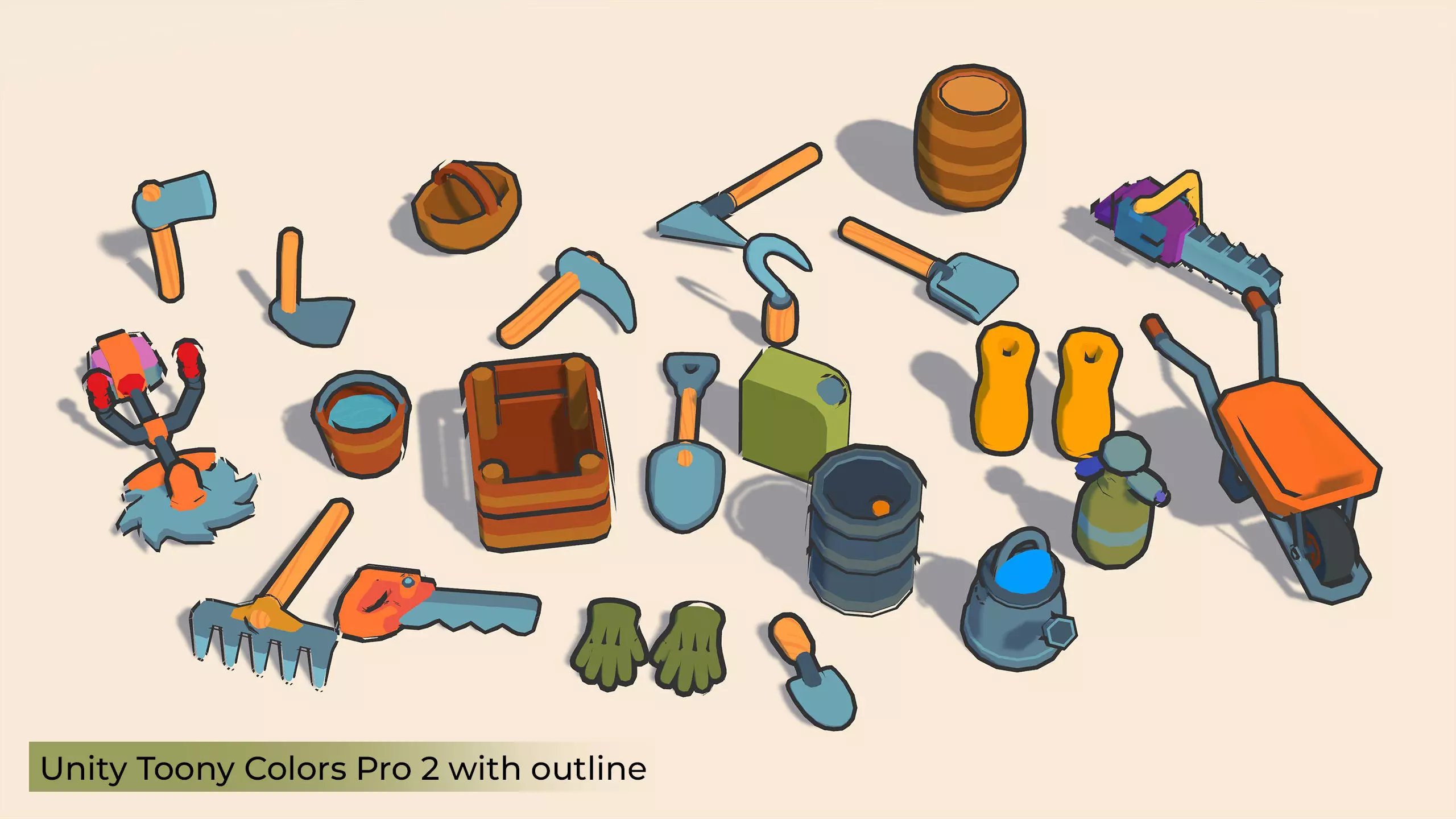 Low-poly Cartoon Farm tools Pack Low-poly 3D model_0