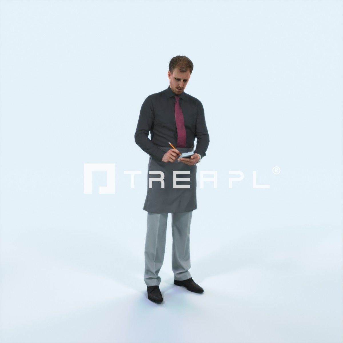 Mistery 25K Waiter Noting Working Man Low-poly 3D model_1