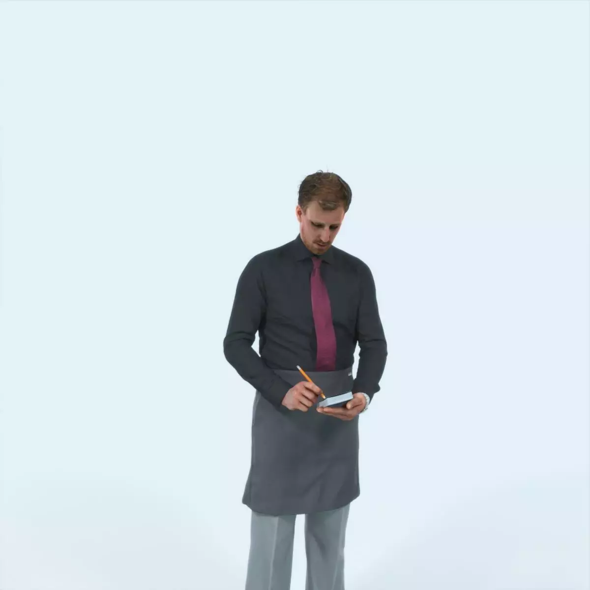 Mistery 25K Waiter Noting Working Man Low-poly 3D model_0