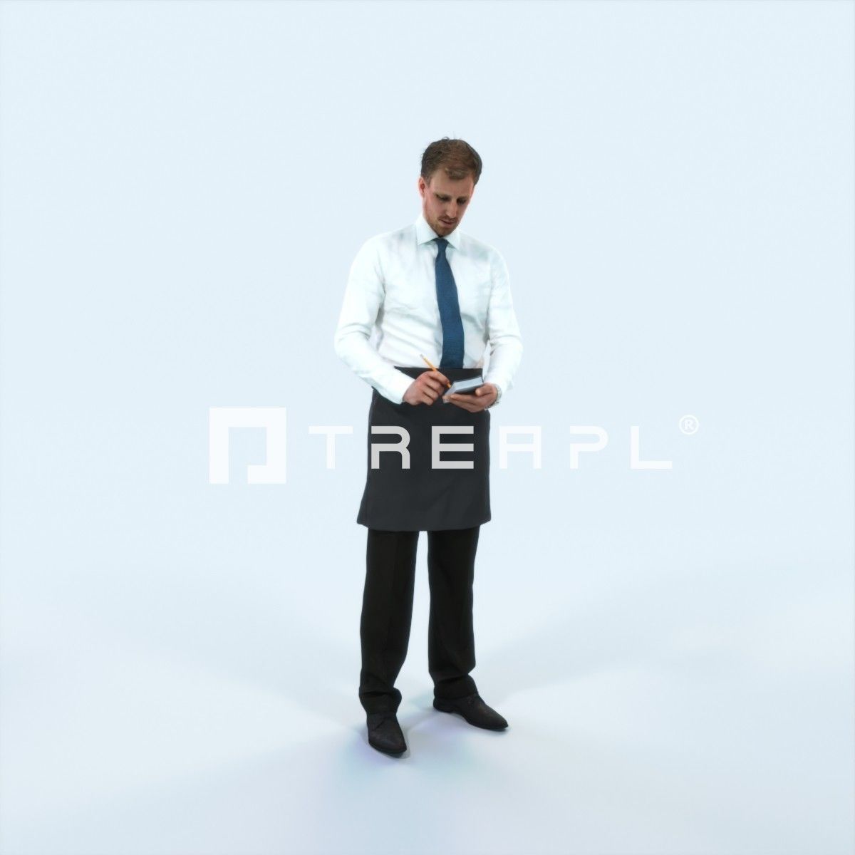 Mistery 25H Waiter Noting Working Man Low-poly 3D model_1