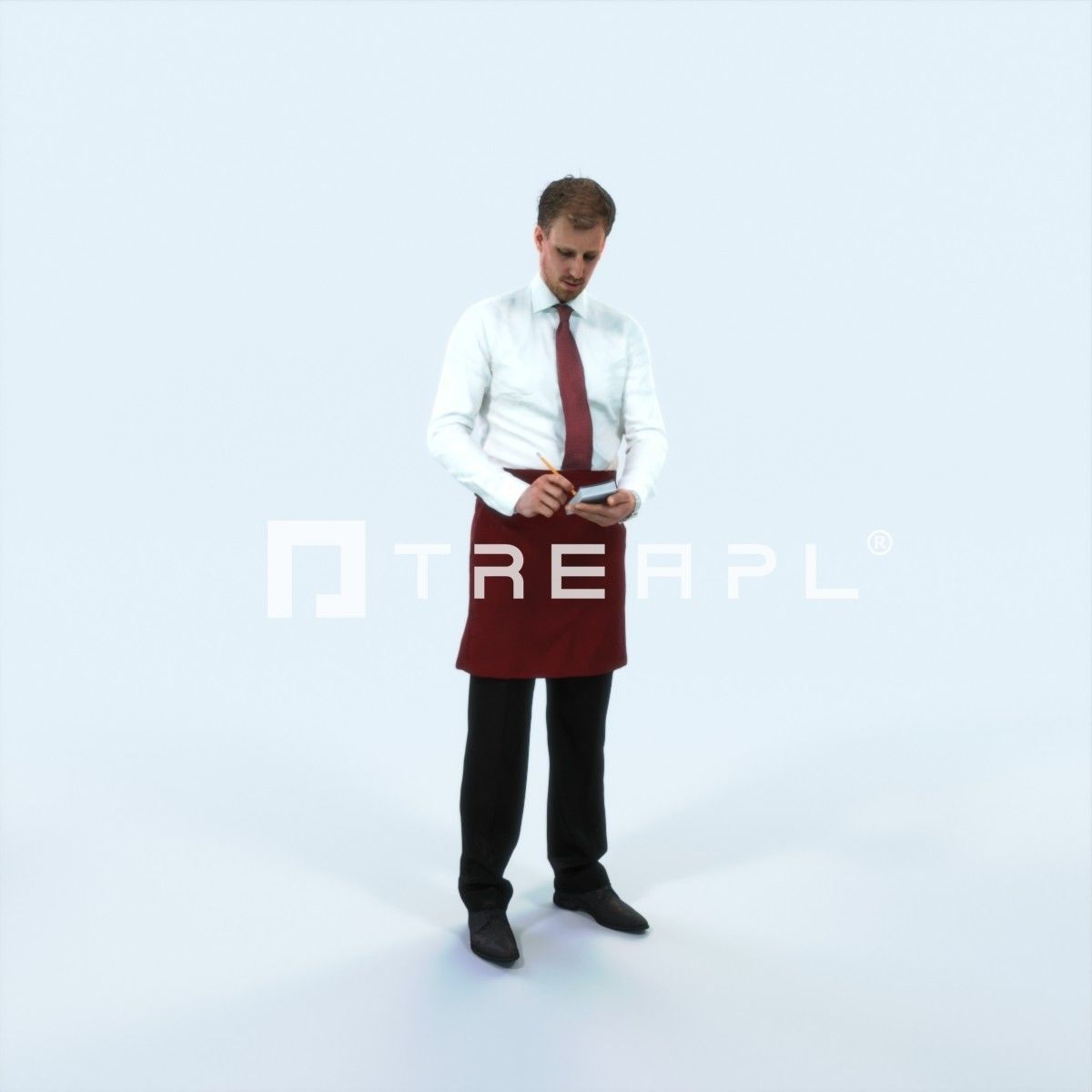 Mistery 25F Waiter Noting Working Man Low-poly 3D model_1