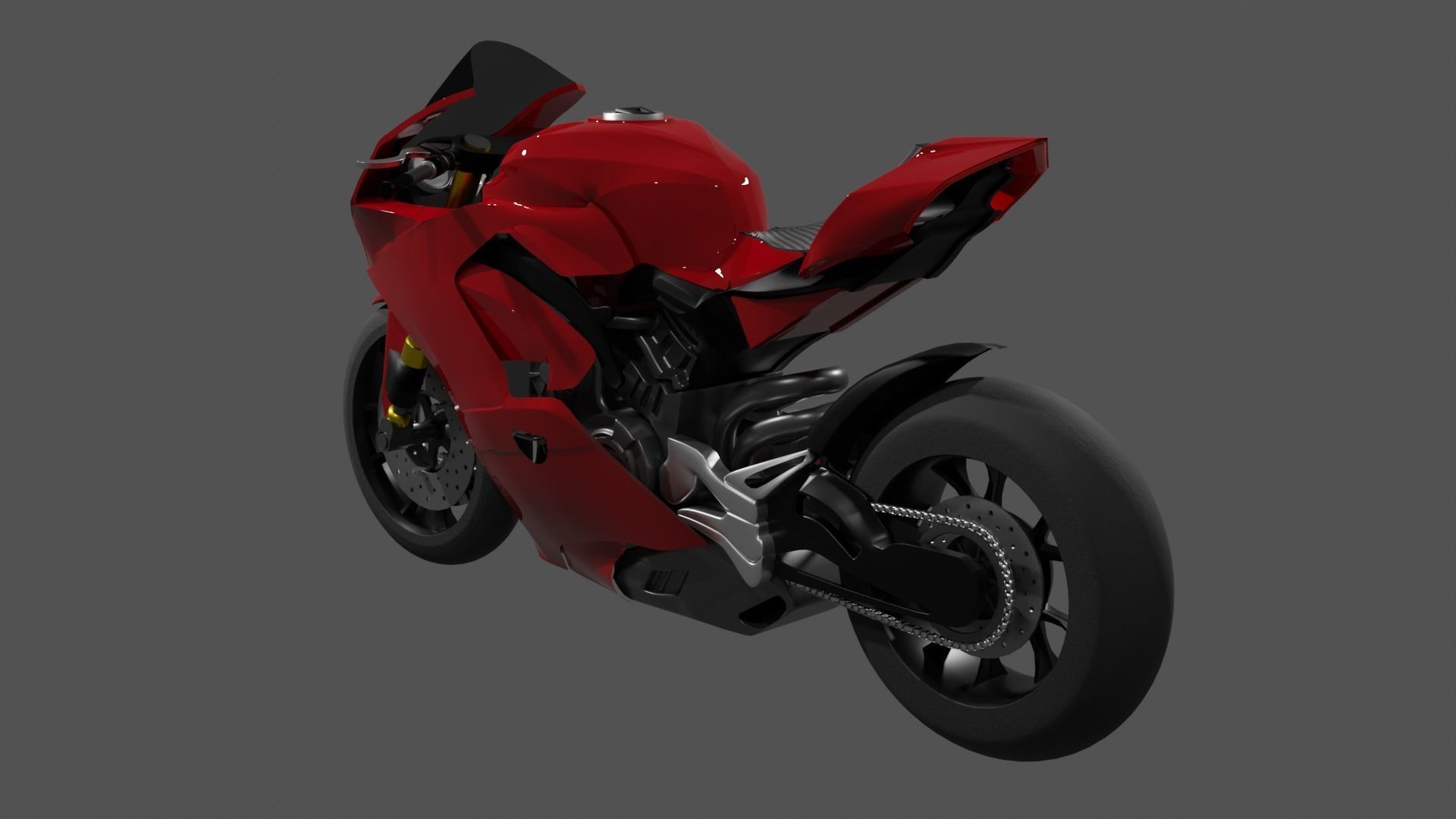 Ducati Panigale V4 - Supersport Racing Bike Low-poly 3D model_3