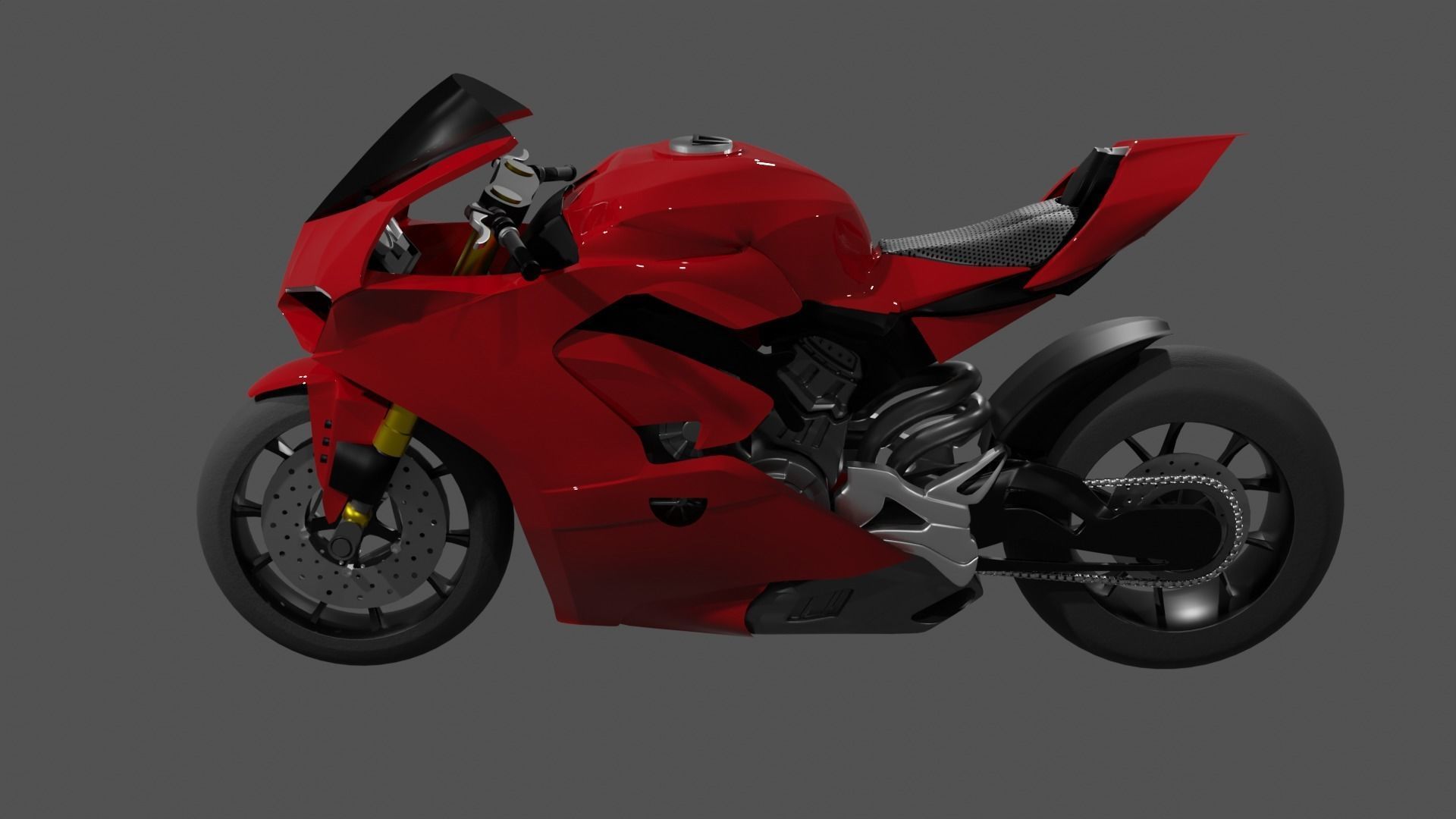 Ducati Panigale V4 - Supersport Racing Bike Low-poly 3D model_2