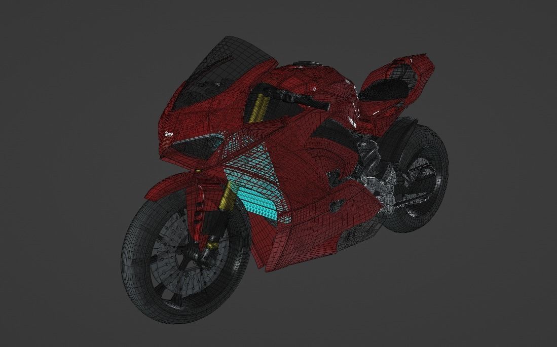 Ducati Panigale V4 - Supersport Racing Bike Low-poly 3D model_19