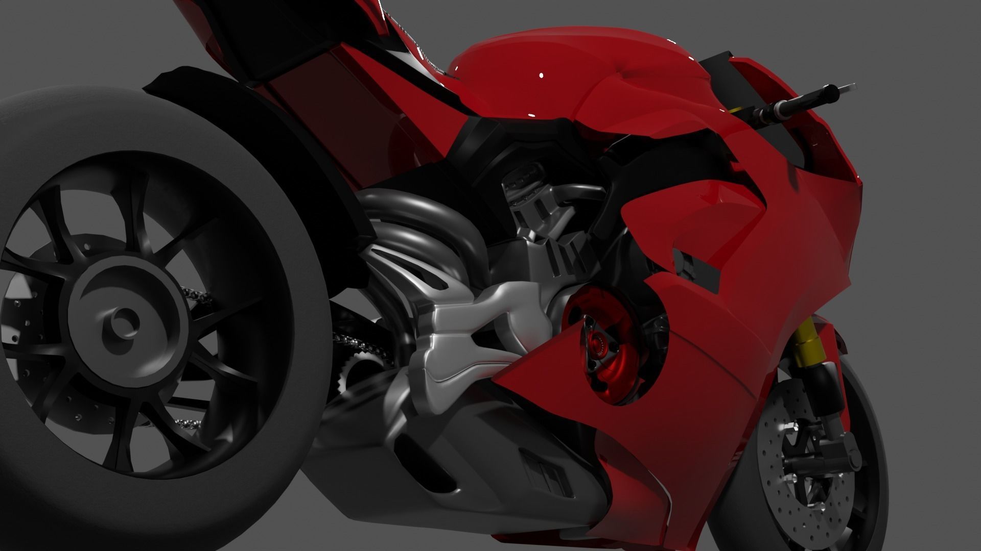 Ducati Panigale V4 - Supersport Racing Bike Low-poly 3D model_10