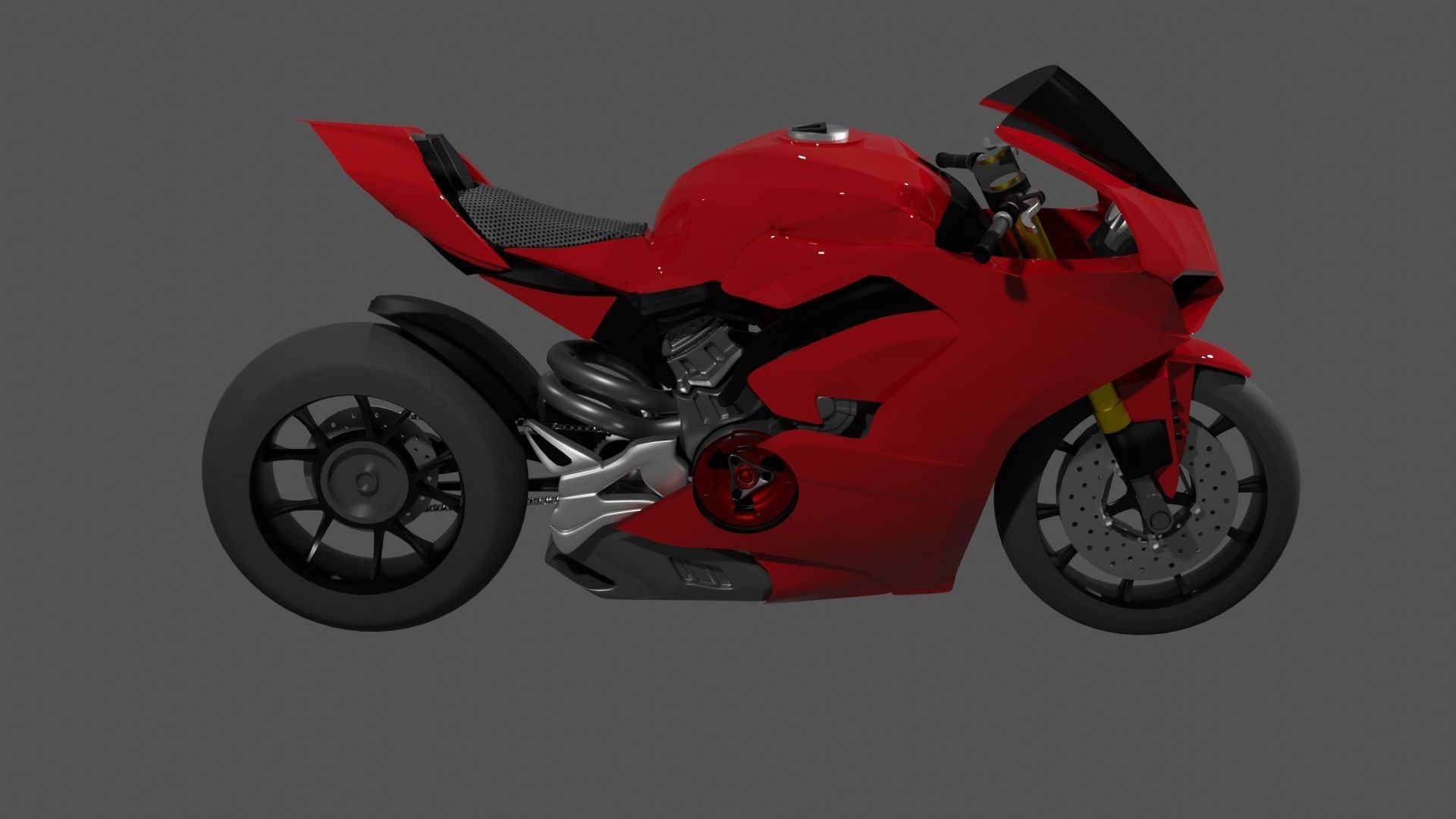 Ducati Panigale V4 - Supersport Racing Bike Low-poly 3D model_6