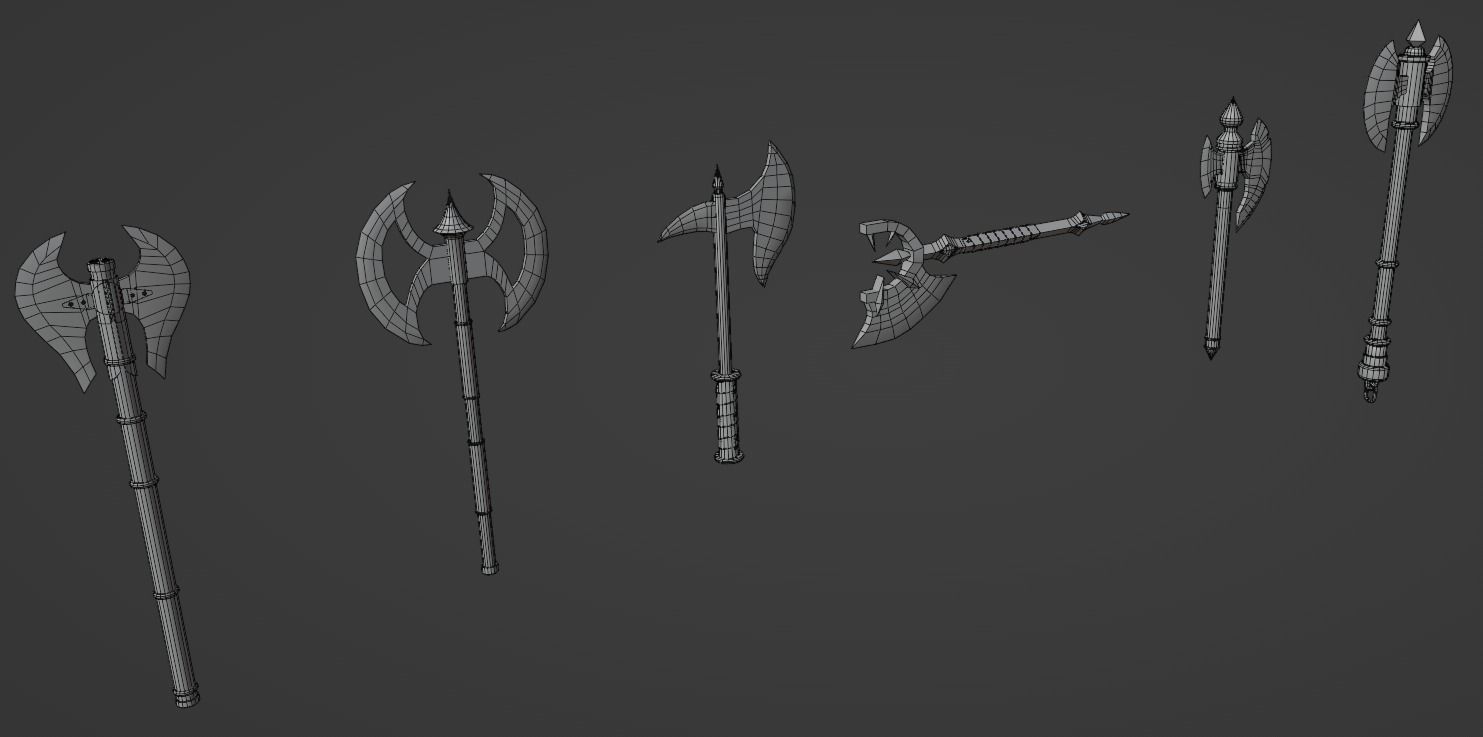Axe pack Low-poly 3D model_15