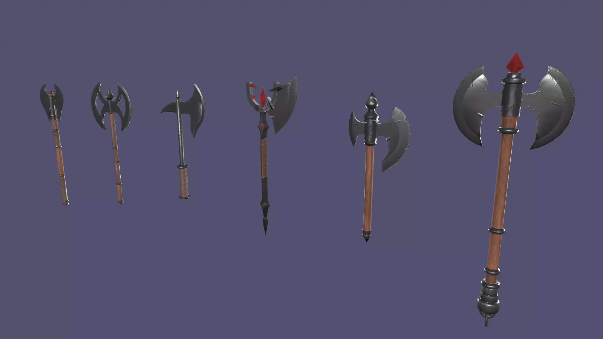 Axe pack Low-poly 3D model_0